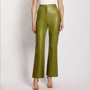 TYRA Straight Leg Faux Leather Pants - Green
